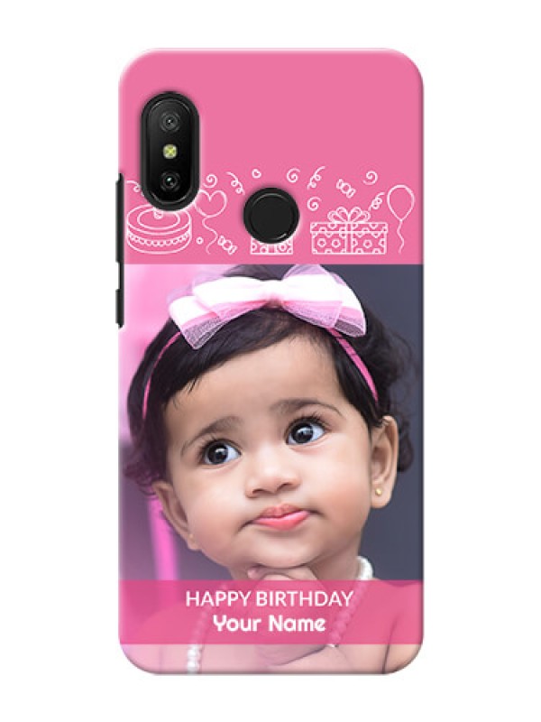 Custom Redmi 6 Pro Custom Mobile Cover with Birthday Line Art Design
