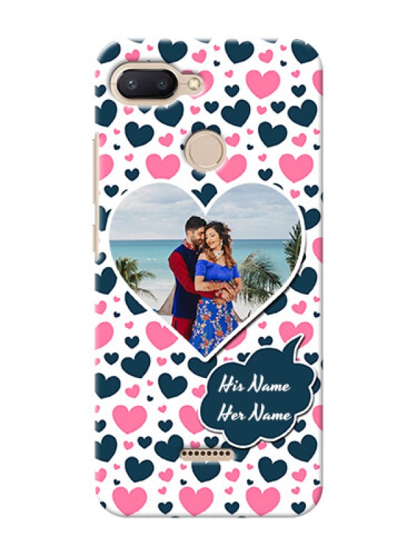 Custom Xiaomi Redmi 6 Mobile Covers Online: Pink & Blue Heart Design