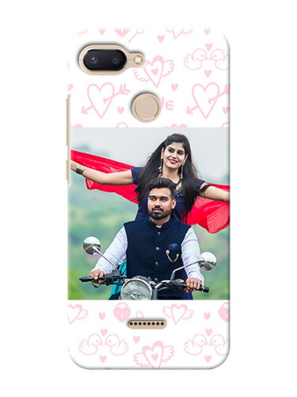 Custom Xiaomi Redmi 6 personalized phone covers: Pink Flying Heart Design