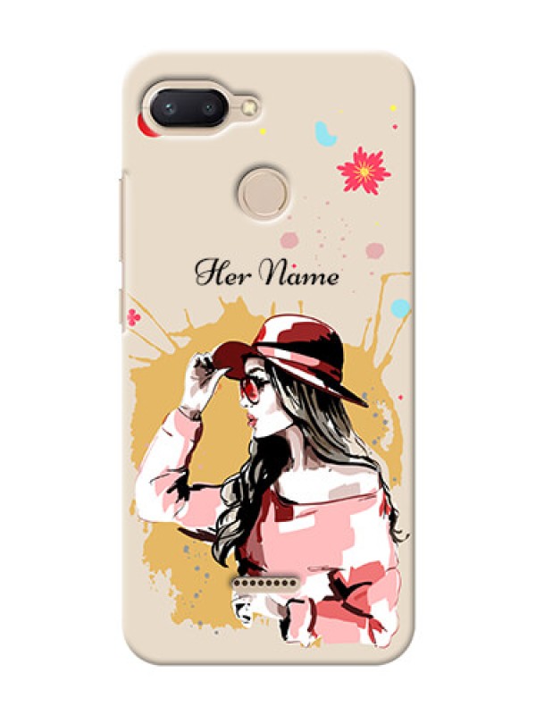 Custom Redmi 6 Back Covers: Women with pink hat Design