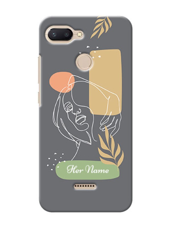 Custom Redmi 6 Phone Back Covers: Gazing Woman line art Design