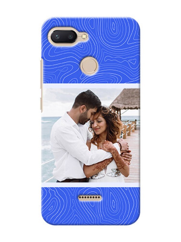 Custom Redmi 6 Mobile Back Covers: Curved line art with blue and white Design