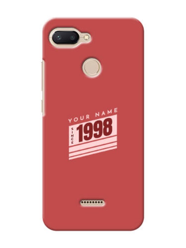 Custom Redmi 6 Phone Back Covers: Red custom year of birth Design