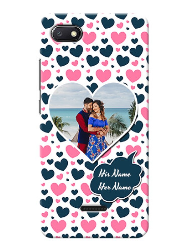 Custom Redmi 6A Mobile Covers Online: Pink & Blue Heart Design