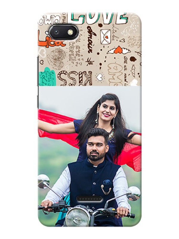 Custom Redmi 6A Personalised mobile covers: Love Doodle Pattern 
