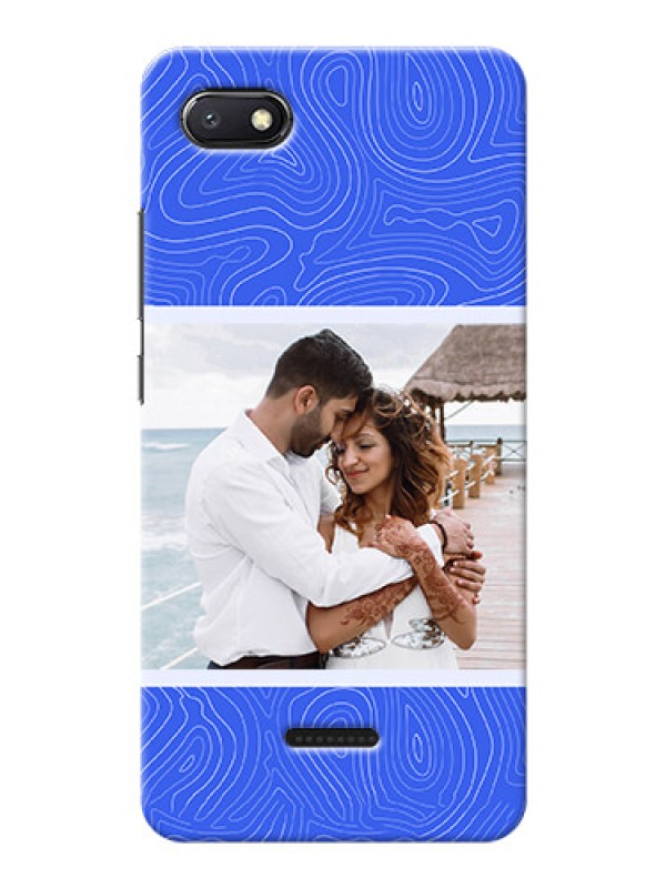 Custom Redmi 6A Mobile Back Covers: Curved line art with blue and white Design