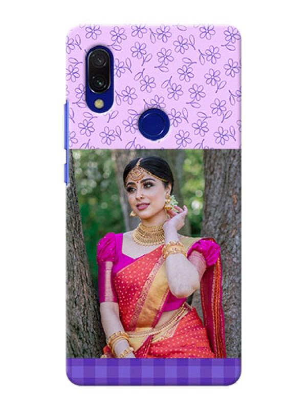 Custom Redmi 7 Mobile Cases: Purple Floral Design
