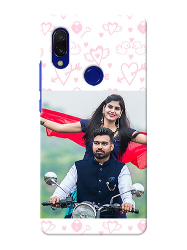 Custom Redmi 7 personalized phone covers: Pink Flying Heart Design