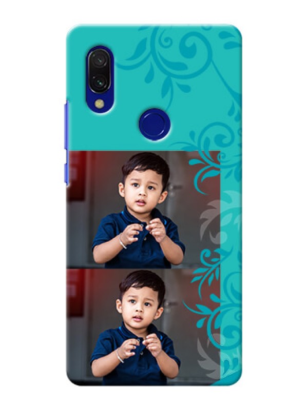 Custom Redmi 7 Mobile Cases with Photo and Green Floral Design 
