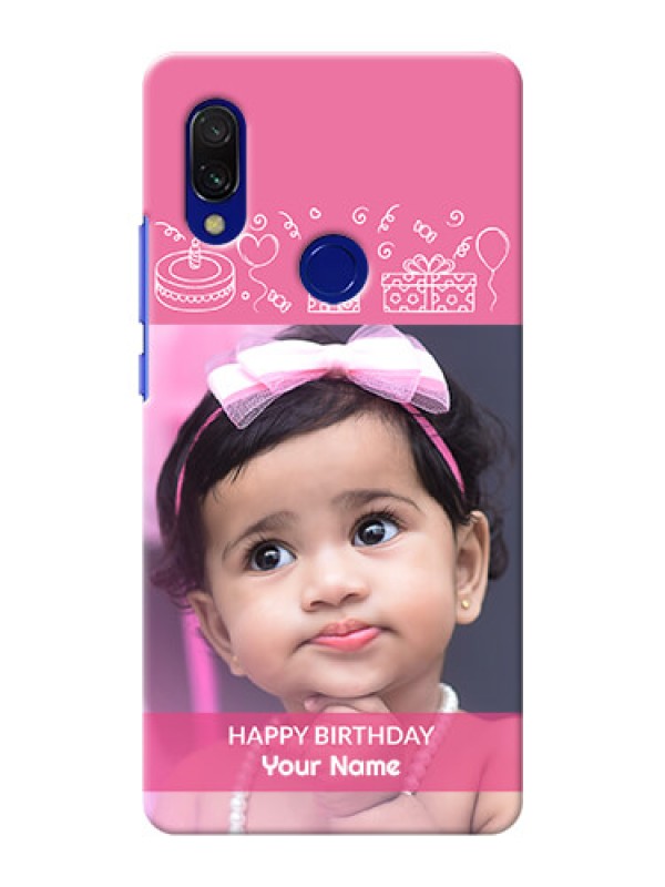 Custom Redmi 7 Custom Mobile Cover with Birthday Line Art Design