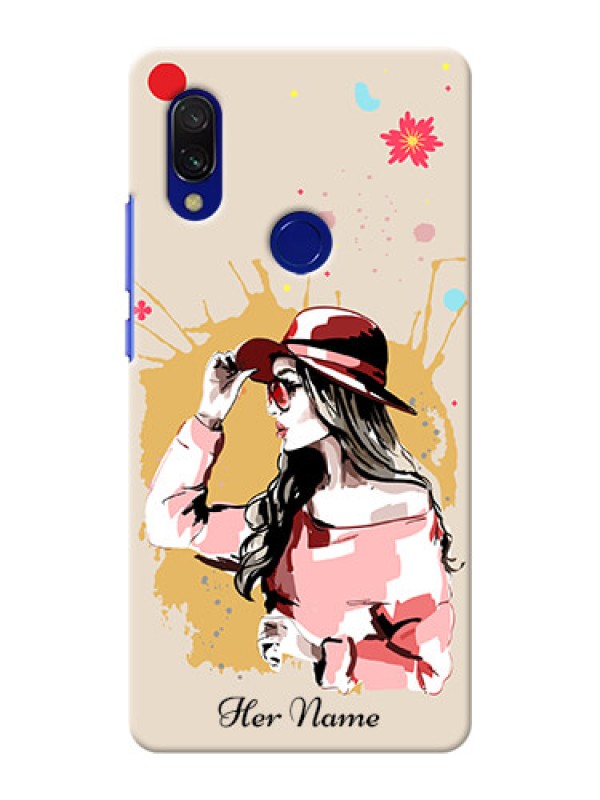 Custom Redmi 7 Back Covers: Women with pink hat Design