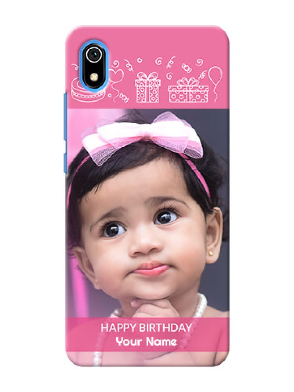 Custom Redmi 7A Custom Mobile Cover with Birthday Line Art Design