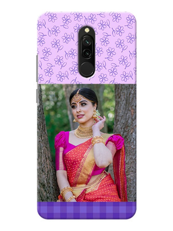 Custom Redmi 8 Mobile Cases: Purple Floral Design