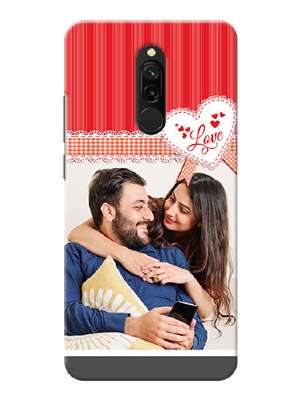 Custom Redmi 8 phone cases online: Red Love Pattern Design