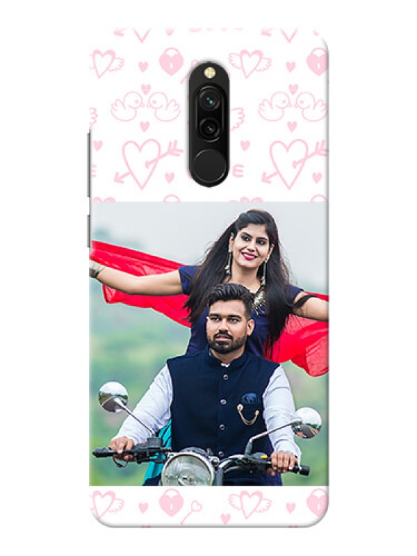 Custom Redmi 8 personalized phone covers: Pink Flying Heart Design