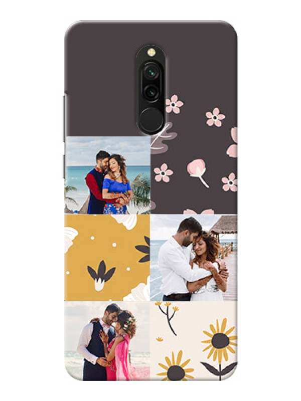 Custom Redmi 8 phone cases online: 3 Images with Floral Design