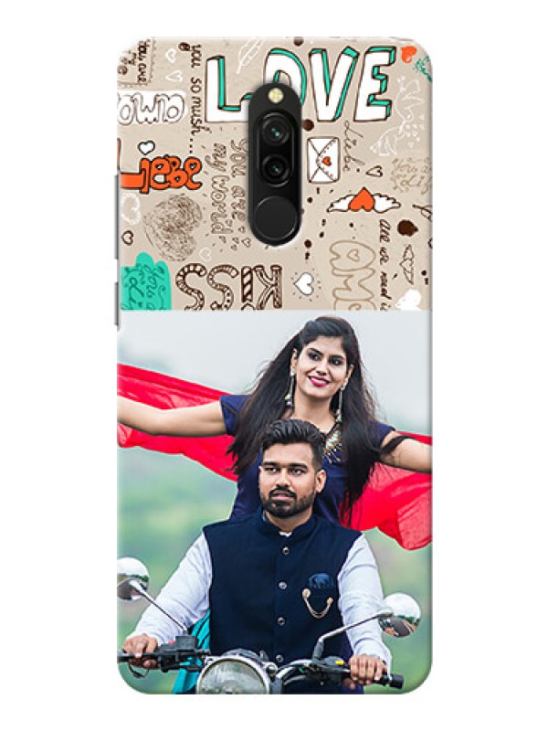 Custom Redmi 8 Personalised mobile covers: Love Doodle Pattern 