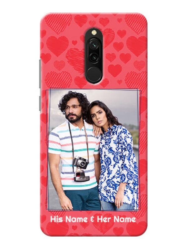 Custom Redmi 8 Mobile Back Covers: with Red Heart Symbols Design