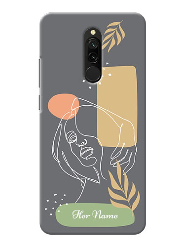 Custom Redmi 8 Phone Back Covers: Gazing Woman line art Design