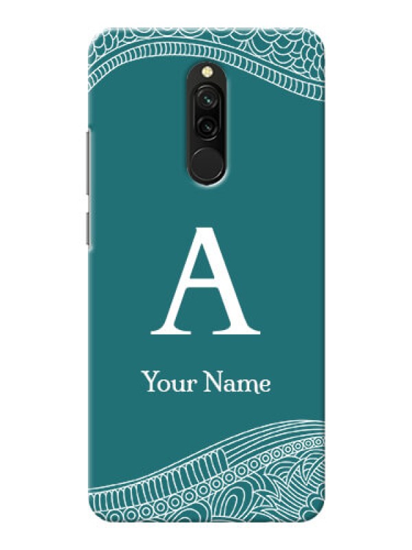 Custom Redmi 8 Mobile Back Covers: line art pattern with custom name Design
