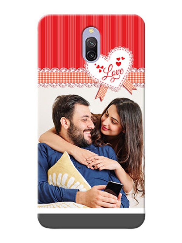 Custom Redmi 8A Dual phone cases online: Red Love Pattern Design