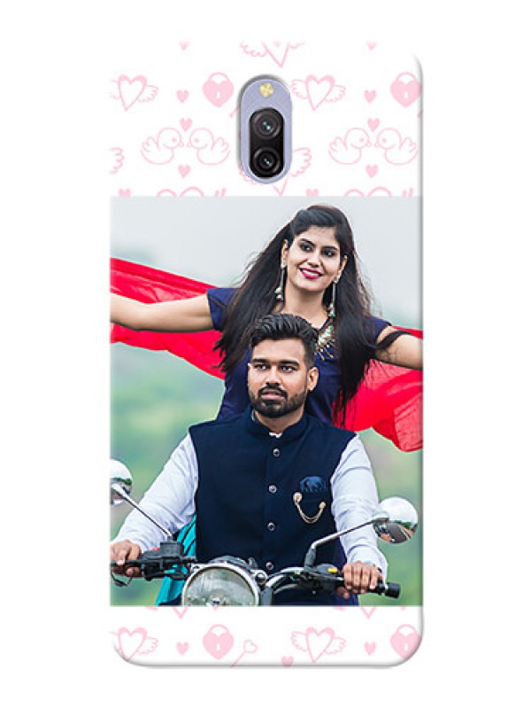 Custom Redmi 8A Dual personalized phone covers: Pink Flying Heart Design