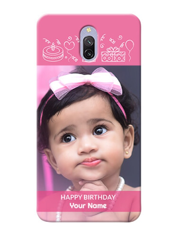 Custom Redmi 8A Dual Custom Mobile Cover with Birthday Line Art Design