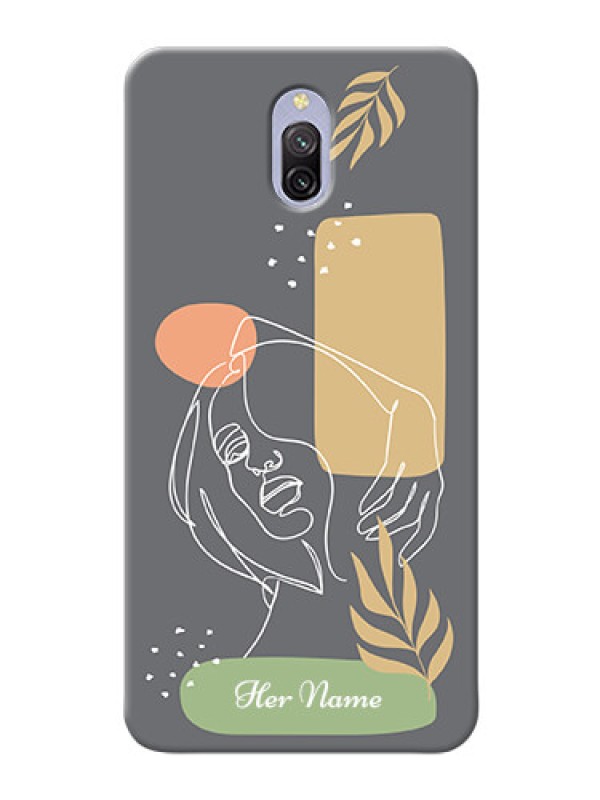 Custom Redmi 8A Dual Phone Back Covers: Gazing Woman line art Design