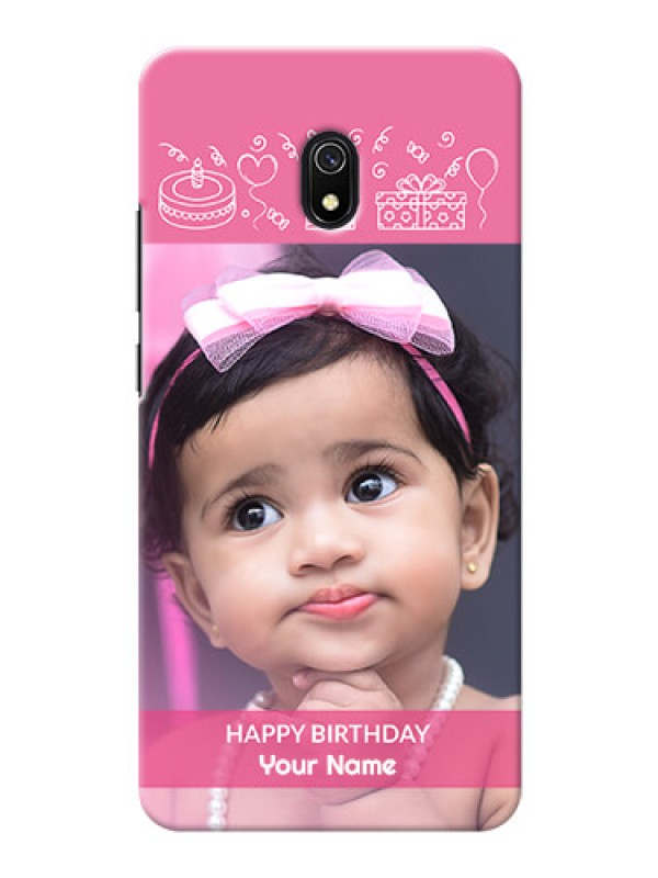 Custom Redmi 8A Custom Mobile Cover with Birthday Line Art Design