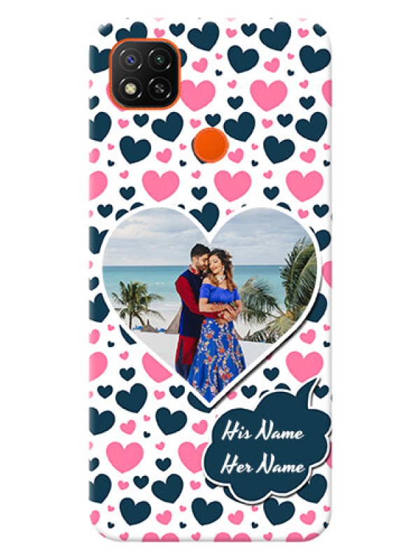 Custom Redmi 9 Activ Mobile Covers Online: Pink & Blue Heart Design