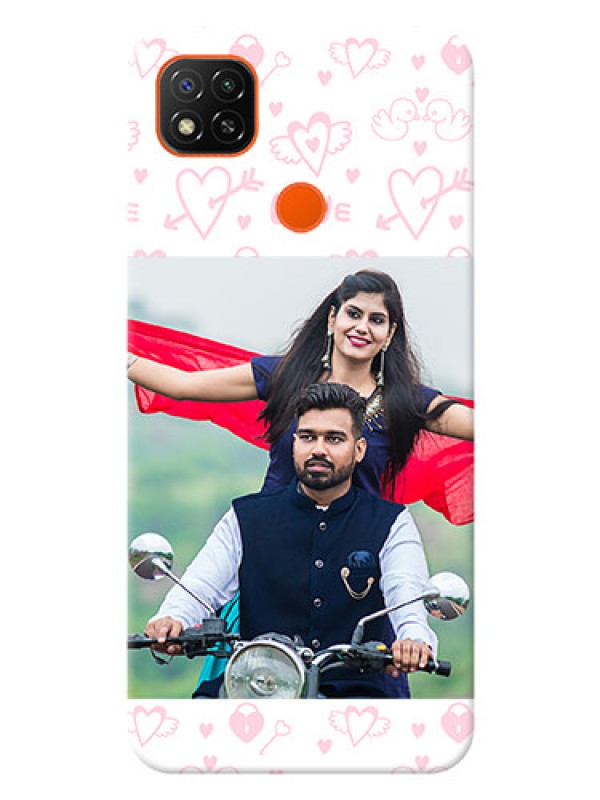 Custom Redmi 9 Activ personalized phone covers: Pink Flying Heart Design
