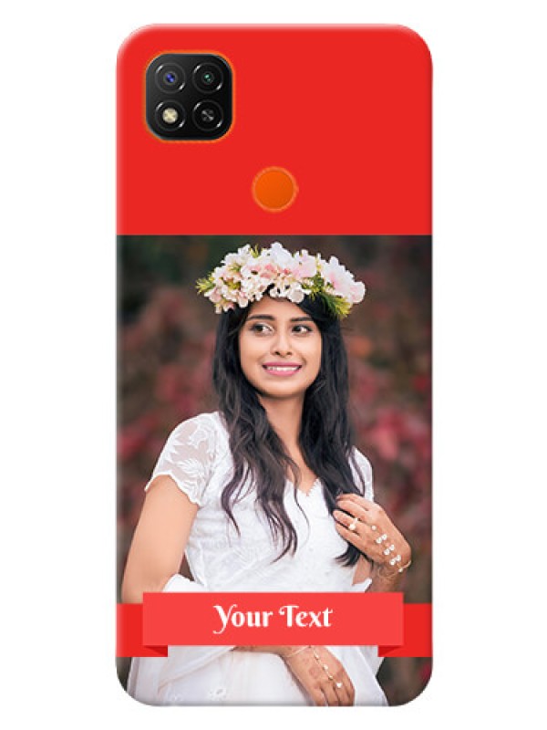 Custom Redmi 9 Activ Personalised mobile covers: Simple Red Color Design