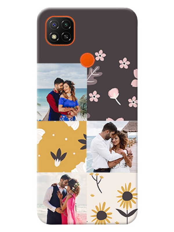 Custom Redmi 9 Activ phone cases online: 3 Images with Floral Design