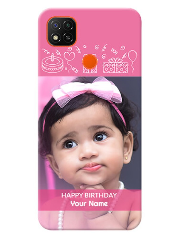 Custom Redmi 9 Activ Custom Mobile Cover with Birthday Line Art Design