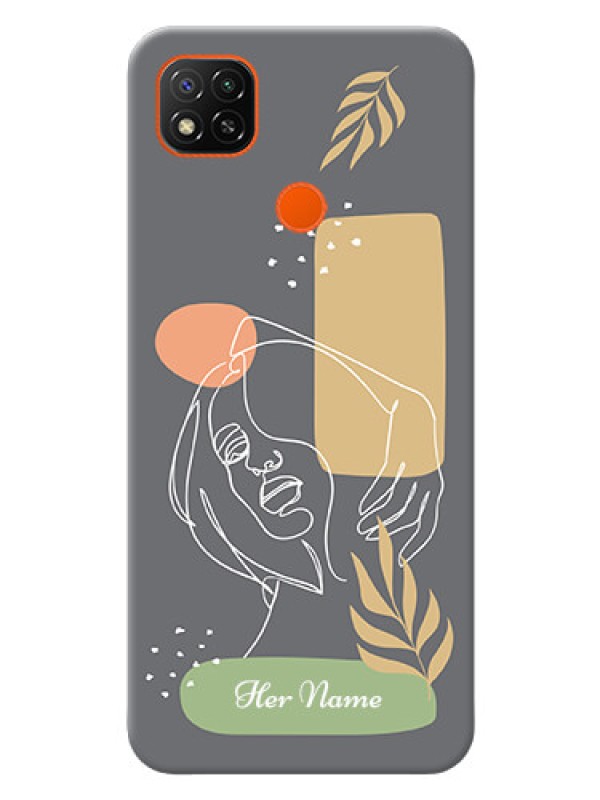 Custom Redmi 9 Activ Phone Back Covers: Gazing Woman line art Design