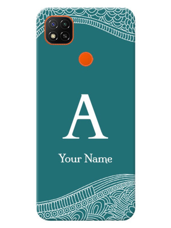 Custom Redmi 9 Activ Mobile Back Covers: line art pattern with custom name Design