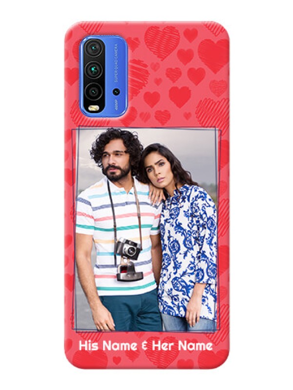 Custom Redmi 9 Power Mobile Back Covers: with Red Heart Symbols Design