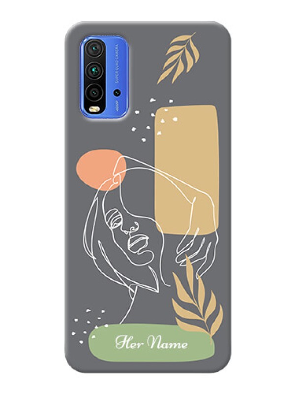 Custom Redmi 9 Power Phone Back Covers: Gazing Woman line art Design