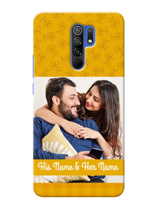 Custom Redmi 9 Prime mobile phone covers: Yellow Floral Design