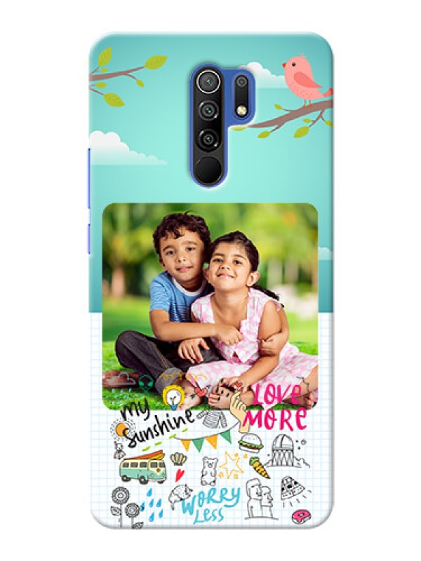 Custom Redmi 9 Prime phone cases online: Doodle love Design