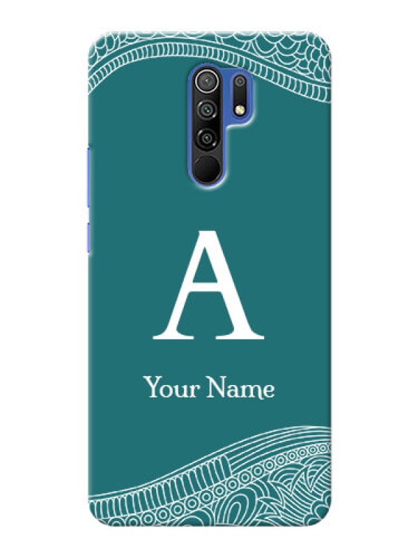 Custom Redmi 9 Prime Mobile Back Covers: line art pattern with custom name Design