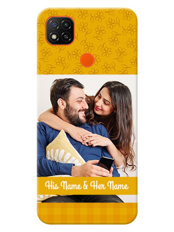 Custom Redmi 9 mobile phone covers: Yellow Floral Design