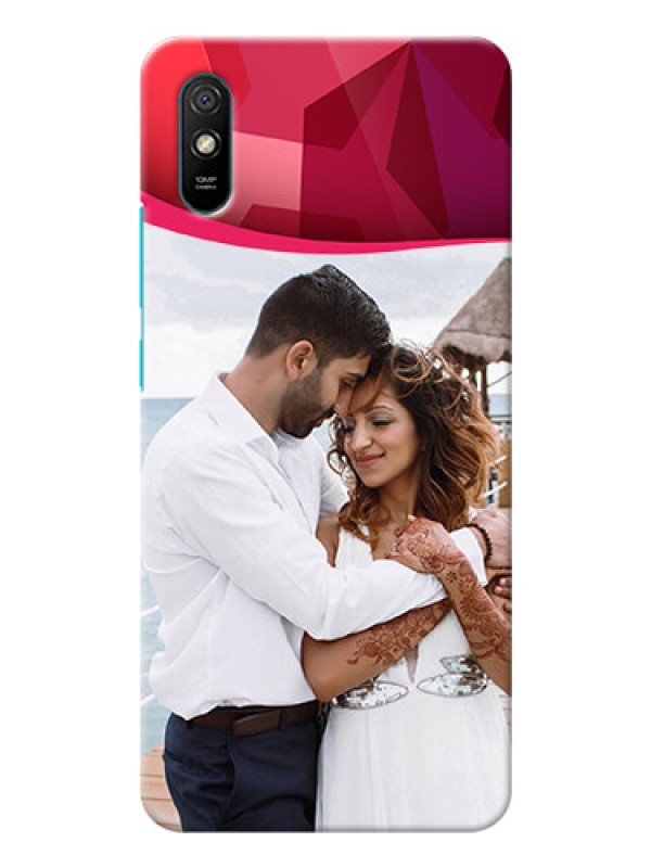 Custom Redmi 9A Sport custom mobile back covers: Red Abstract Design
