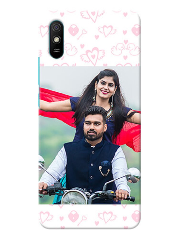 Custom Redmi 9A Sport personalized phone covers: Pink Flying Heart Design
