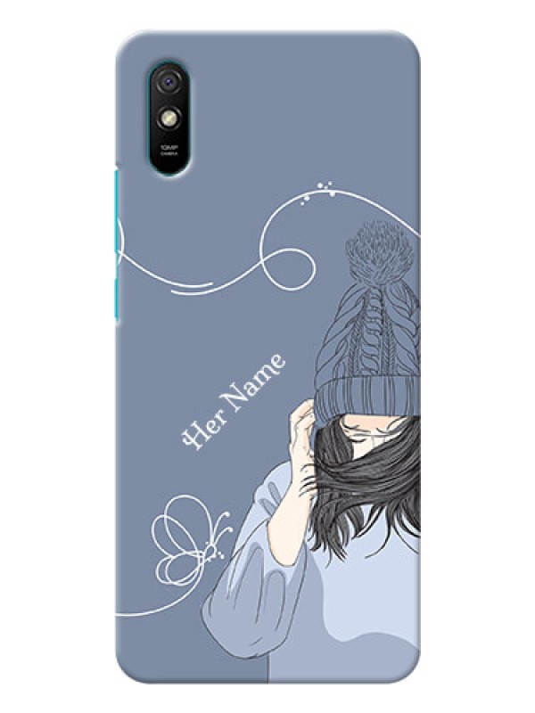 Custom Redmi 9A Sport Custom Mobile Case with Girl in winter outfit Design