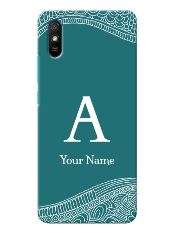Custom Redmi 9A Sport Mobile Back Covers: line art pattern with custom name Design
