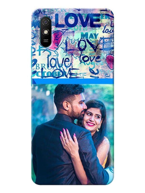 Custom Redmi 9A Mobile Covers Online: Colorful Love Design