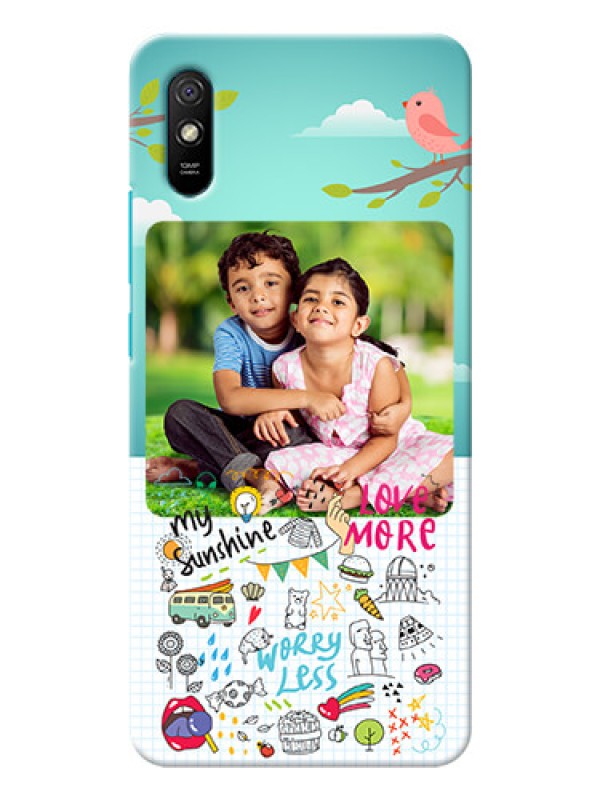Custom Redmi 9A phone cases online: Doodle love Design