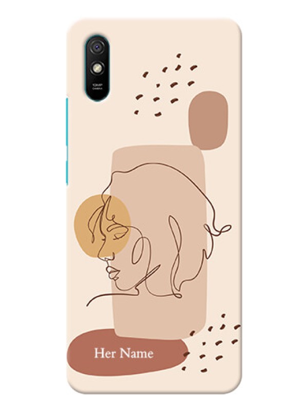 Custom Redmi 9A Custom Phone Covers: Calm Woman line art Design