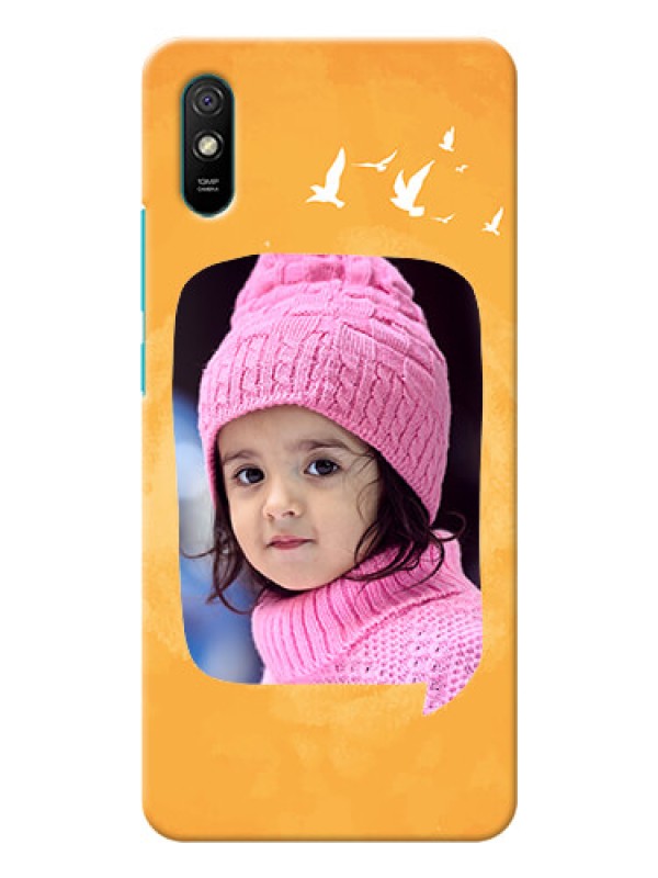 Custom Redmi 9i Sport Phone Covers: Water Color Design with Bird Icons